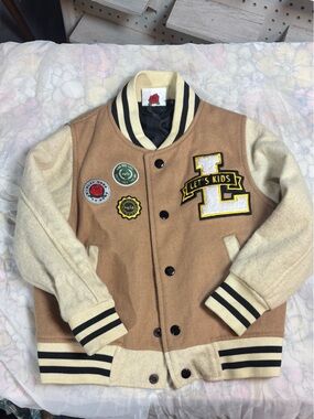 Kids letterman jacket khaki bomber jacket fall coat boys girls